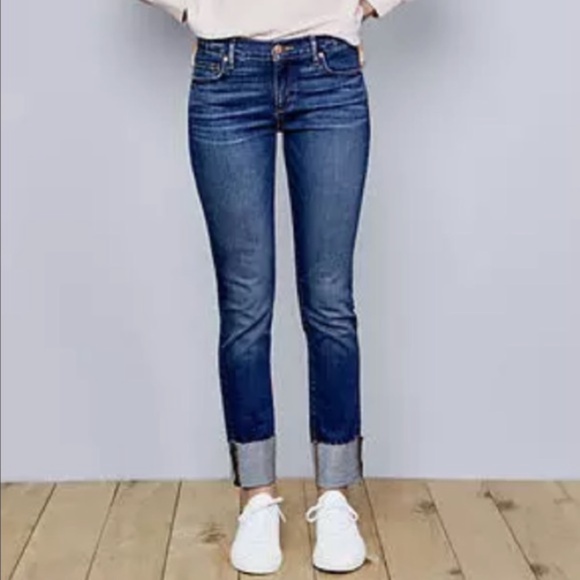 Ann Taylor Loft Modern Straight Frayed Hem Jeans - Picture 3 of 6